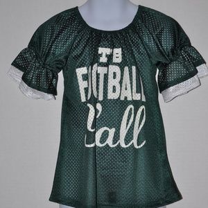 Girl's Jersey It's Football Y'all Green White 2T-4